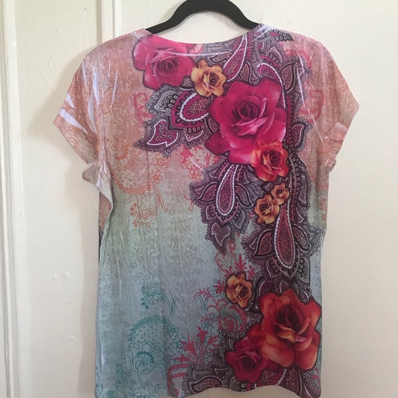 NWT Cache multi print tee top blouse - Picture 2 of 4